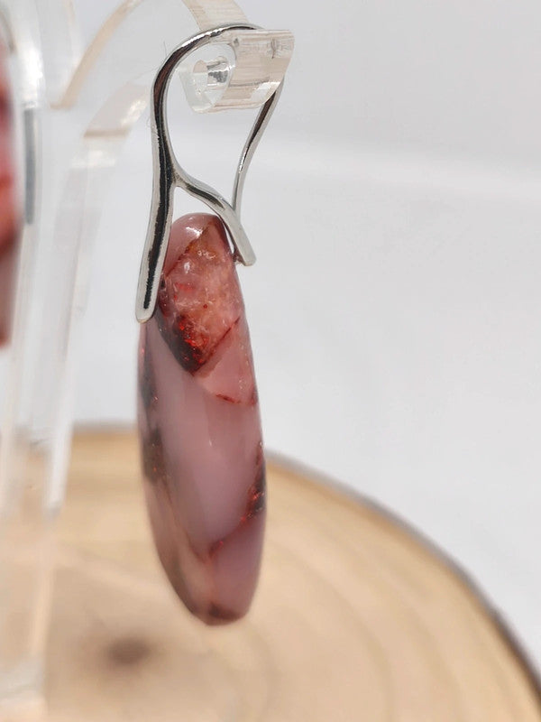 Boucles d'oreilles en calcédoine rose