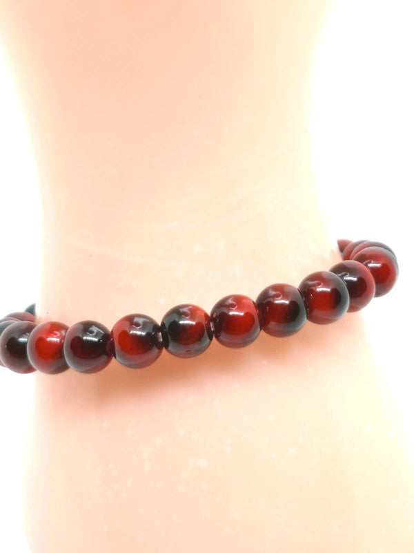 Bracelet en oeil de tigre rouge 8mm