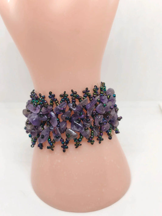 Bracelet en chips de pierre d'améthyste