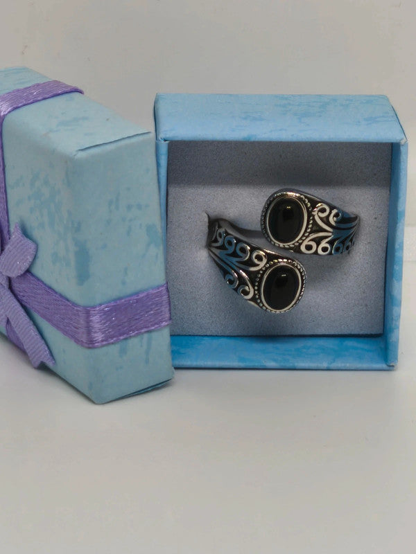 Bague cuillère argent sterling et onyx noire