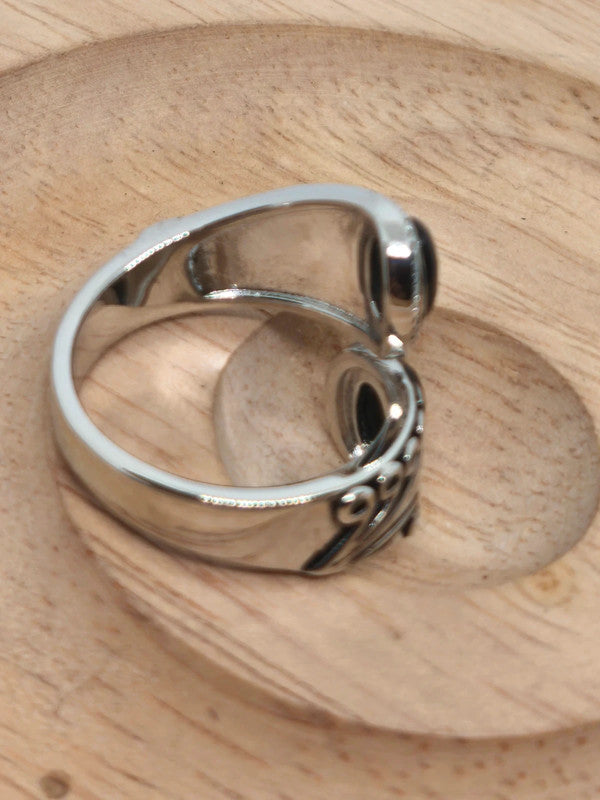 Bague cuillère argent sterling et onyx noire