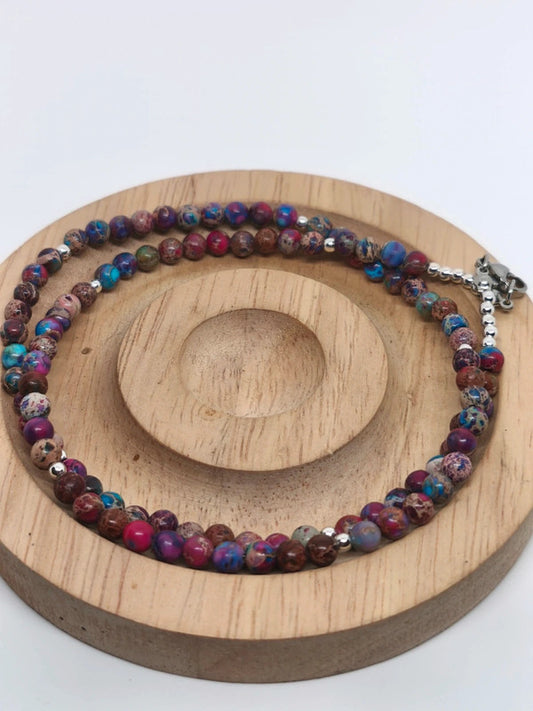 Collier en jaspe violet 4mm