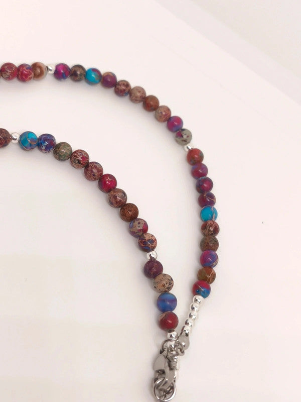 Collier en jaspe violet 4mm