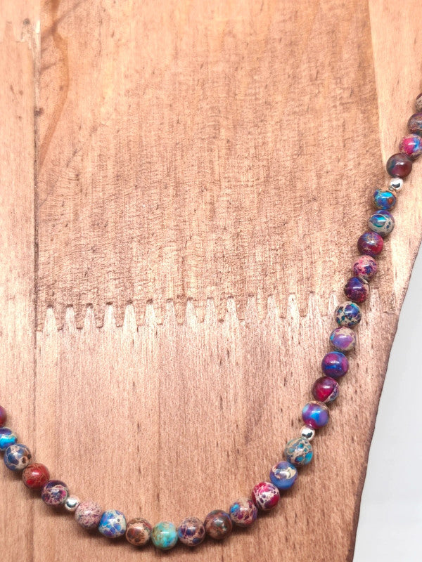 Collier en jaspe violet 4mm