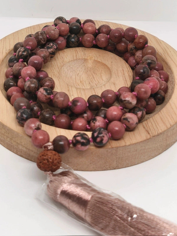 Collier Mala en rhodonite 6mm