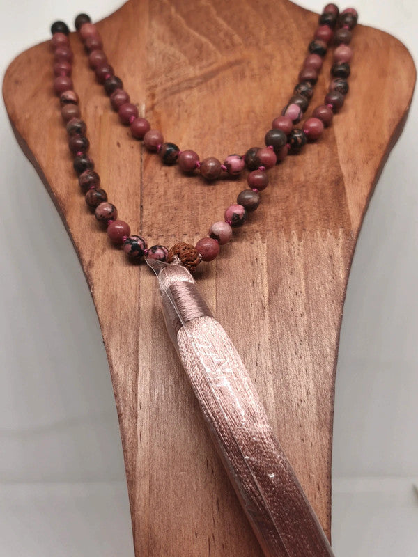 Collier Mala en rhodonite 6mm