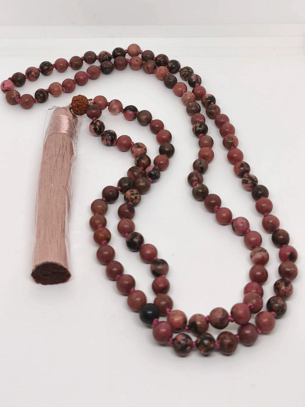 Collier Mala en rhodonite 6mm