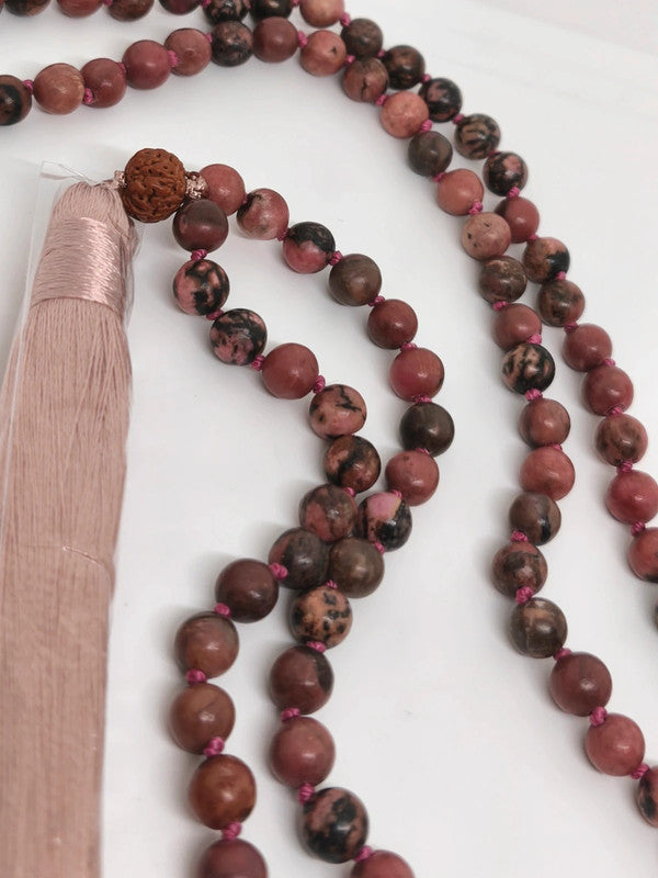 Collier Mala en rhodonite 6mm