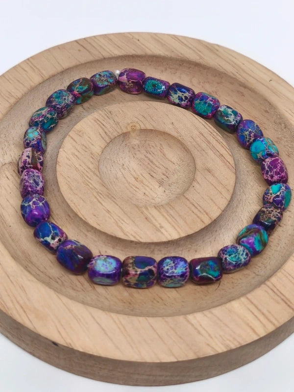 Bracelet en jaspe impérial violet 6mm