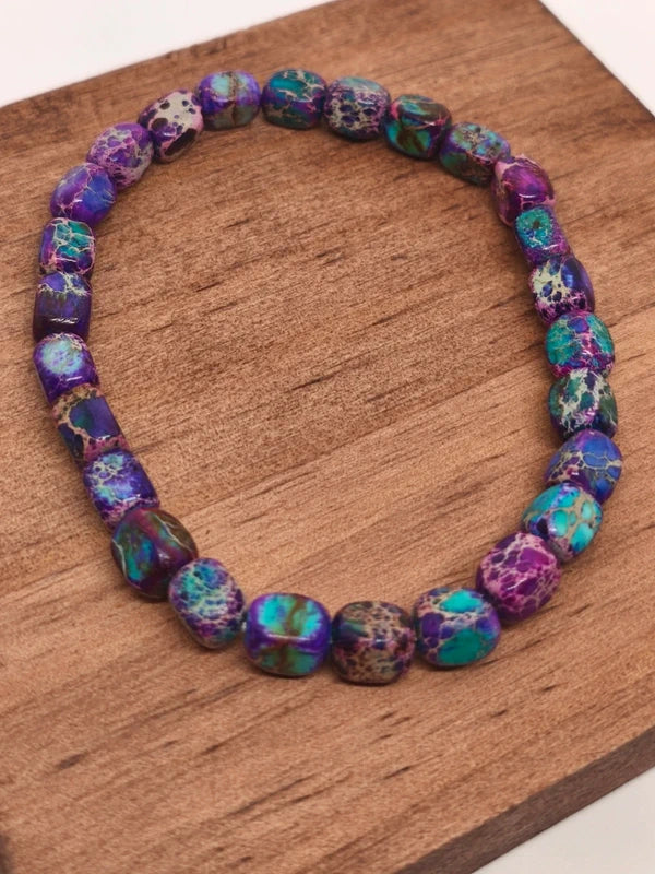 Bracelet en jaspe impérial violet 6mm