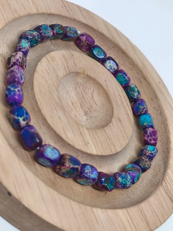 Bracelet en jaspe impérial violet 6mm