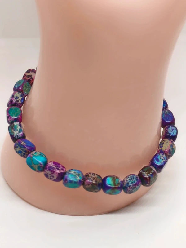 Bracelet en jaspe impérial violet 6mm