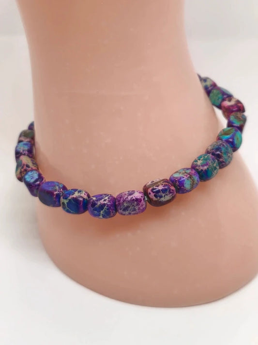Bracelet en jaspe impérial violet 6mm
