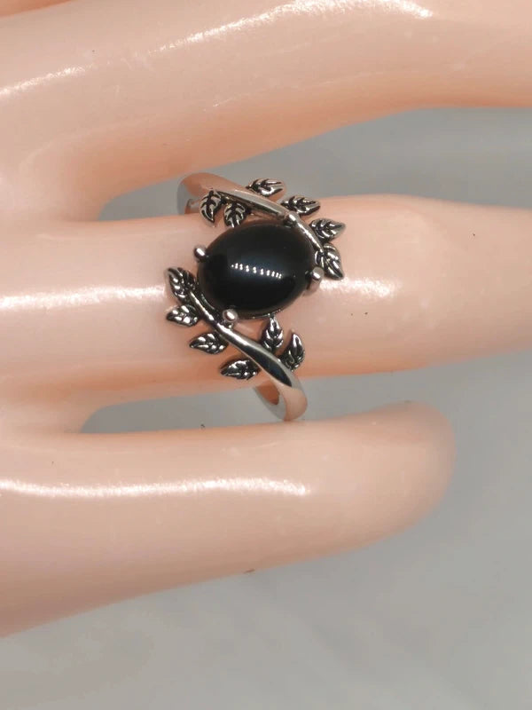 Bague en argent sterling et onyx noire