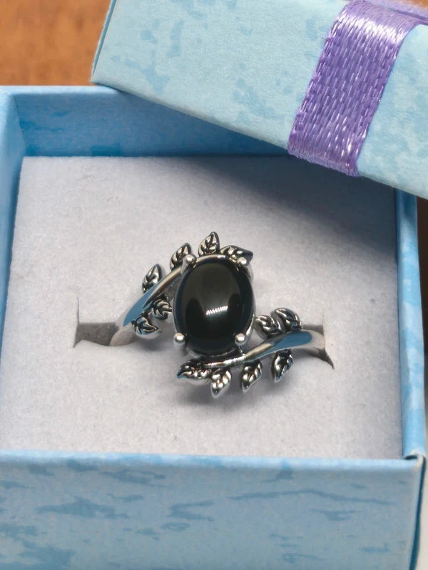 Bague en argent sterling et onyx noire