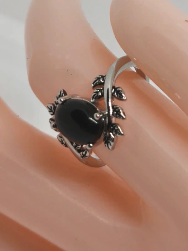 Bague en argent sterling et onyx noire