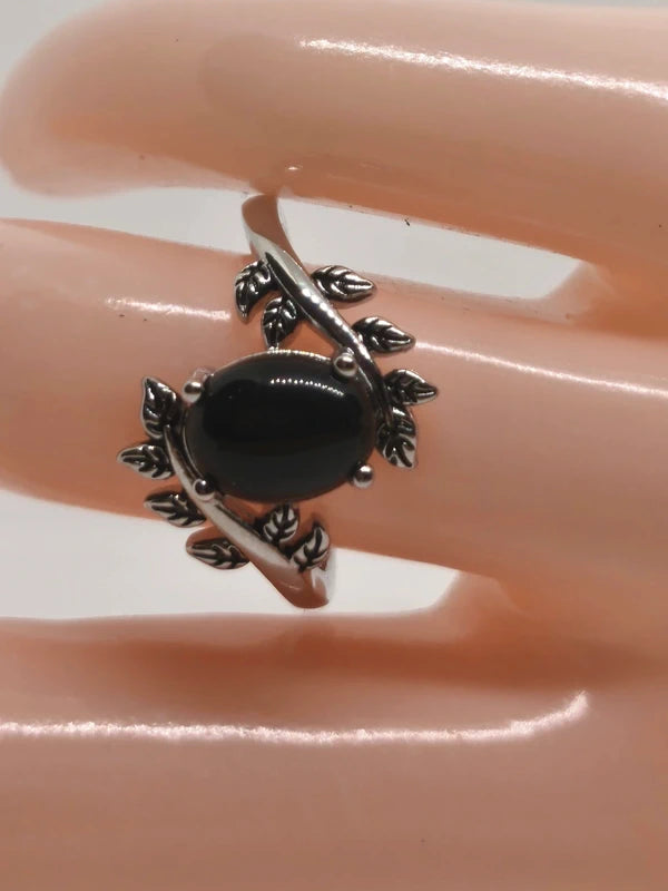 Bague en argent sterling et onyx noire