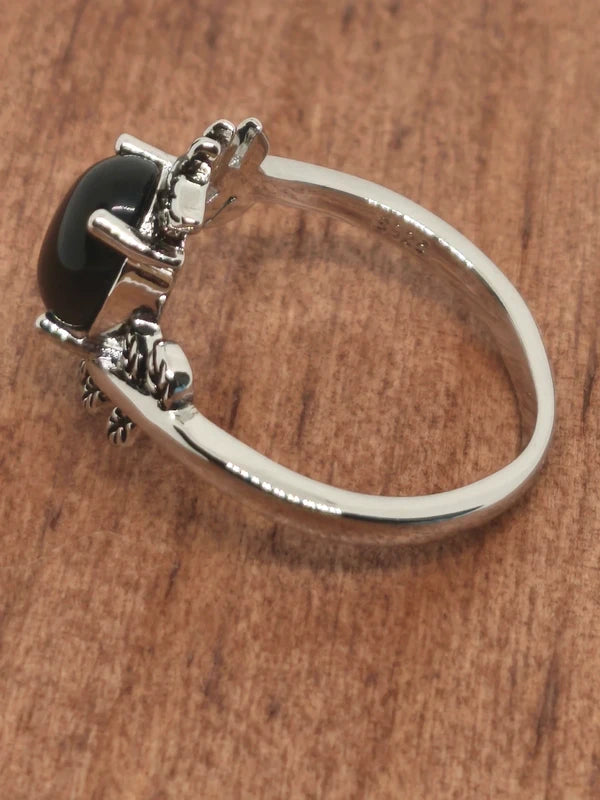 Bague en argent sterling et onyx noire
