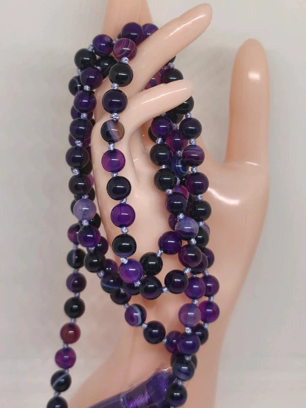 Collier Mala en agate violette 8mm