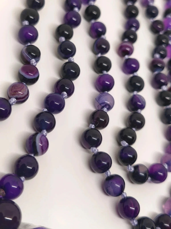 Collier Mala en agate violette 8mm