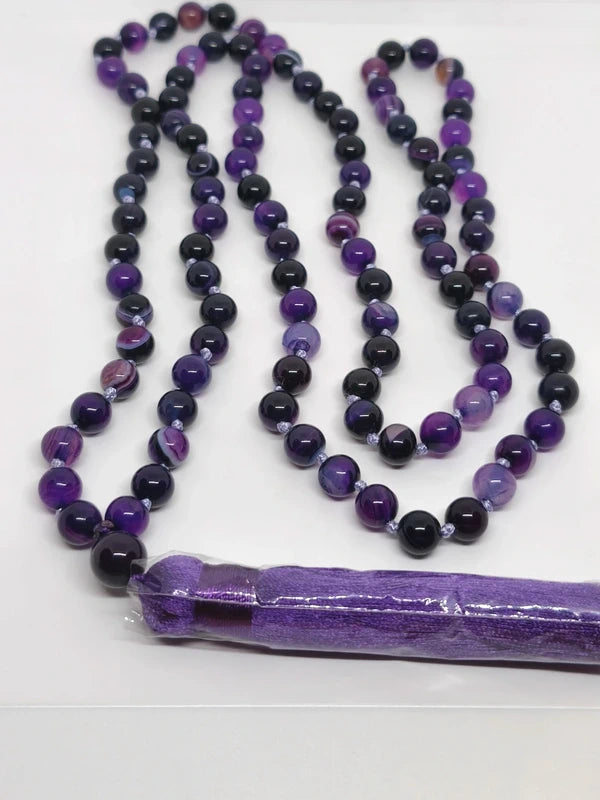 Collier Mala en agate violette 8mm