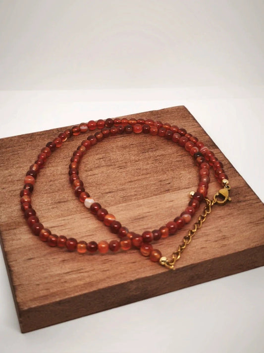 Collier en perles de cornaline 4mm