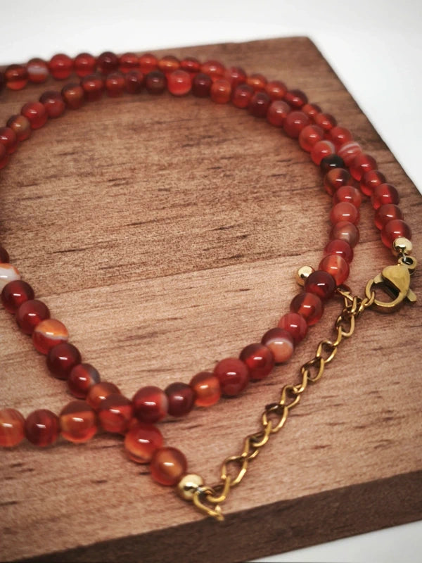 Collier en perles de cornaline 4mm