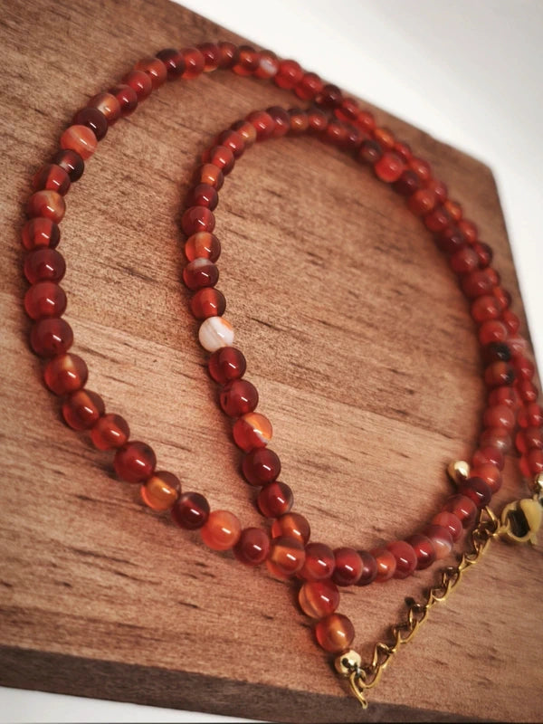 Collier en perles de cornaline 4mm