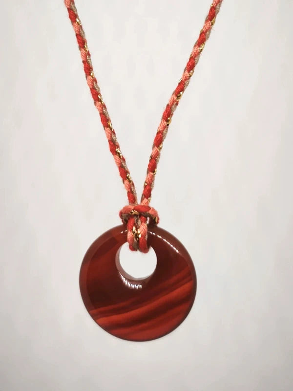 Collier en cornaline cordon ajustable