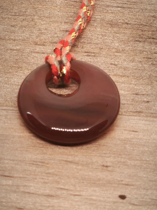 Collier en cornaline cordon ajustable