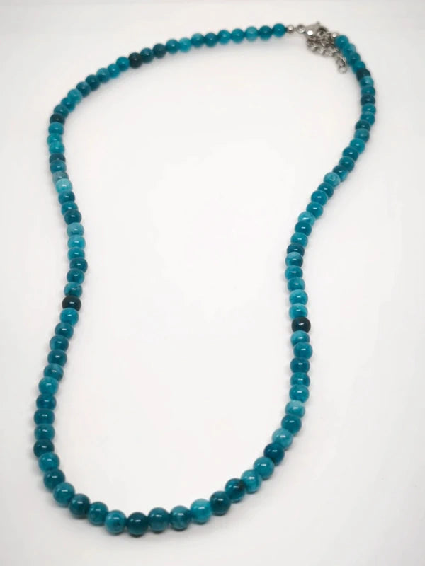 Collier en perles d'apatite bleu 4mm