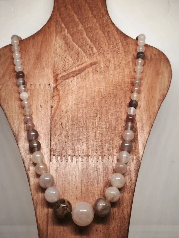 Collier en perles de quartz fumé