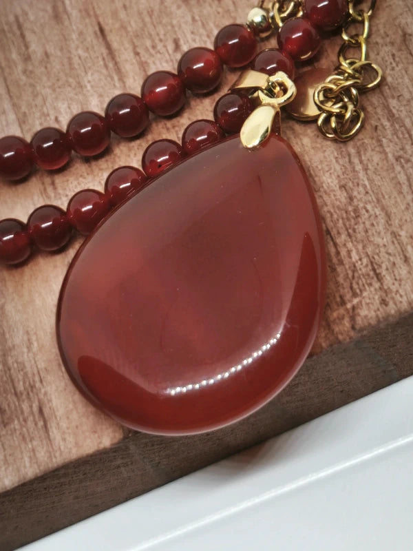 Collier en cornaline 4mm avec pendentif