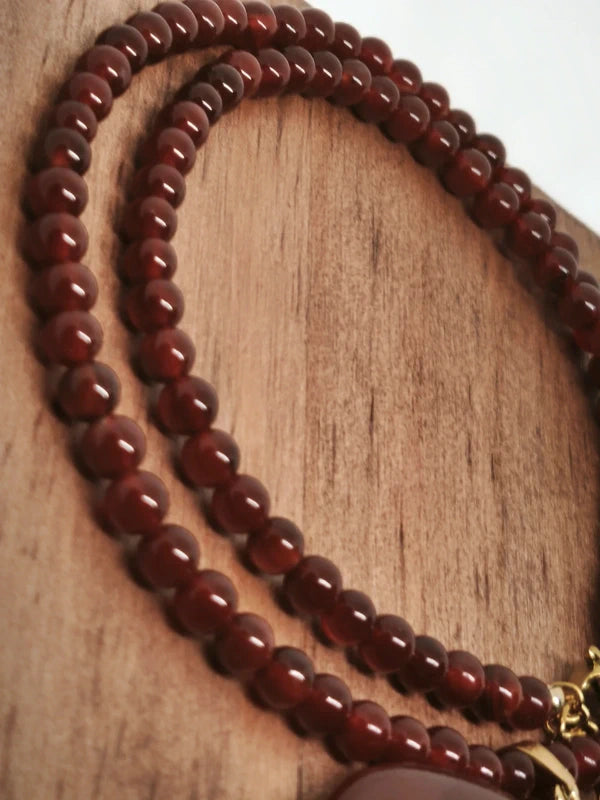 Collier en cornaline 4mm avec pendentif