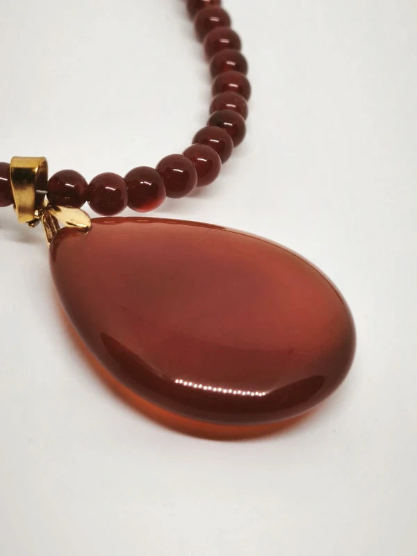 Collier en cornaline 4mm avec pendentif