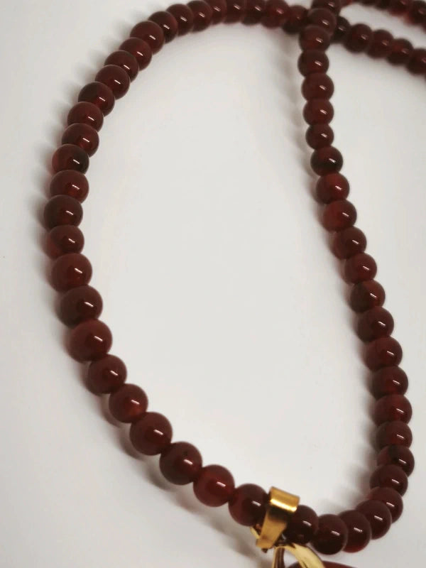 Collier en cornaline 4mm avec pendentif