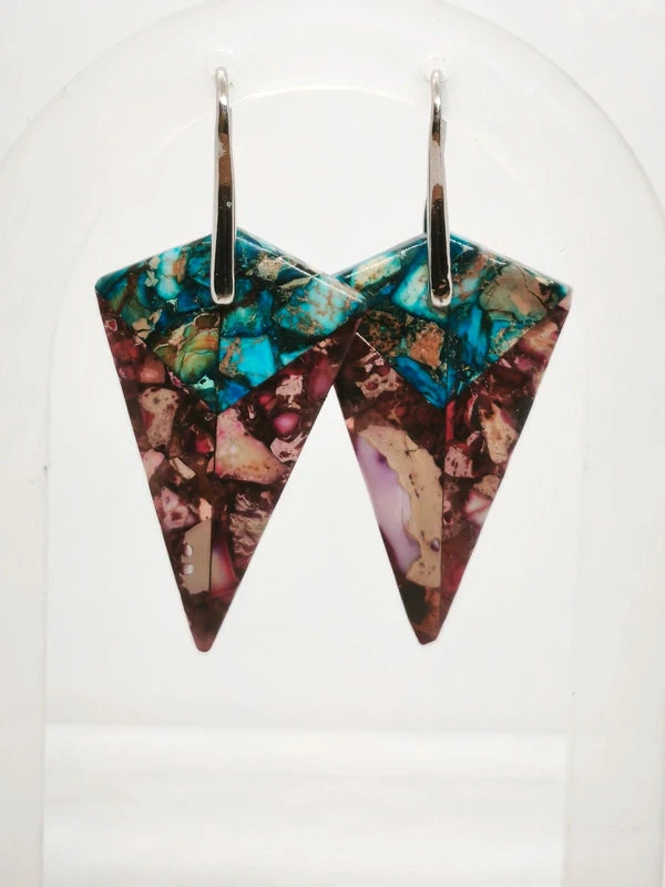 Boucles d'oreilles triangulaire en variscite