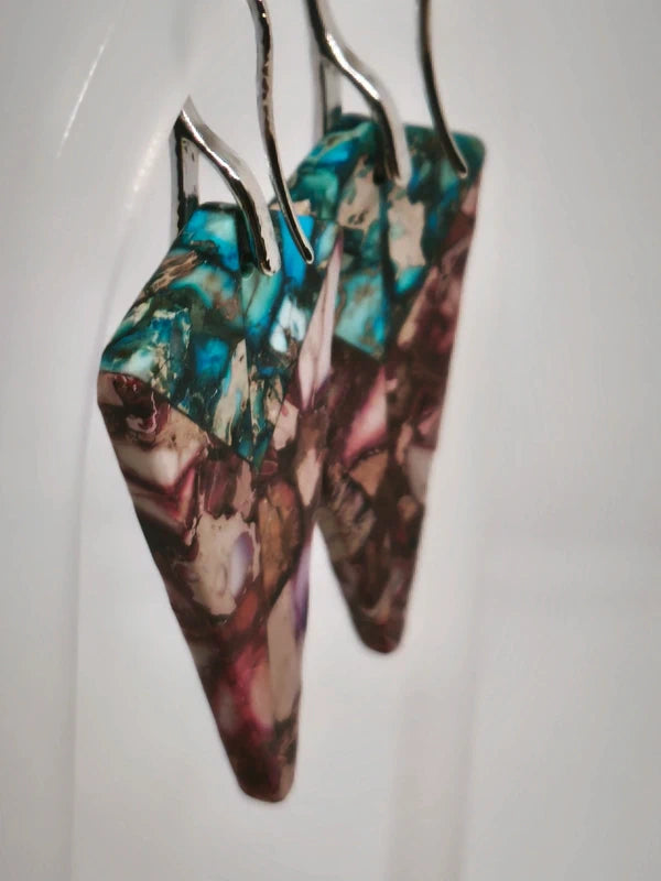Boucles d'oreilles triangulaire en variscite