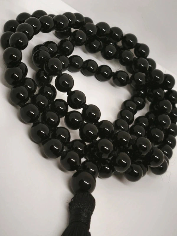 Collier Mala en agate noire 8mm