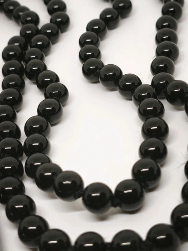 Collier Mala en agate noire 8mm