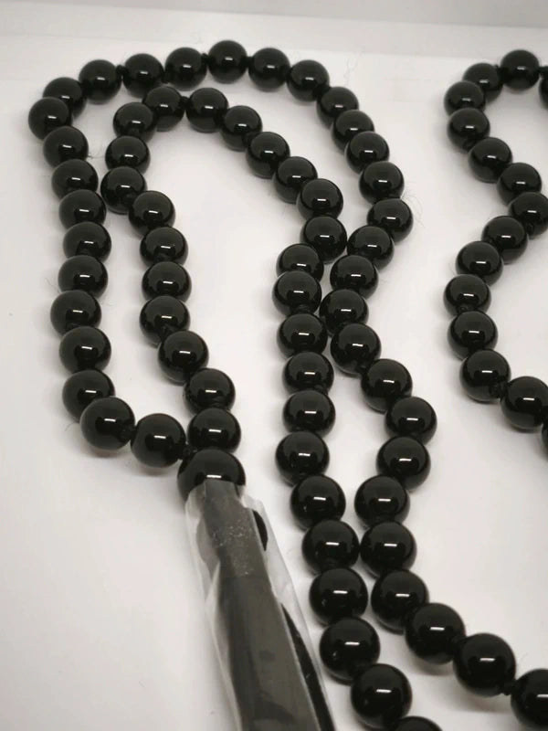 Collier Mala en agate noire 8mm