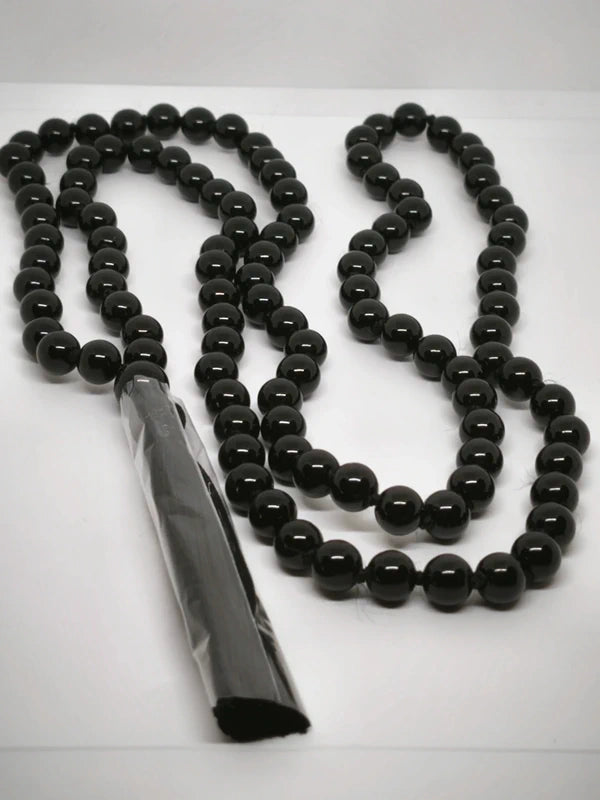 Collier Mala en agate noire 8mm
