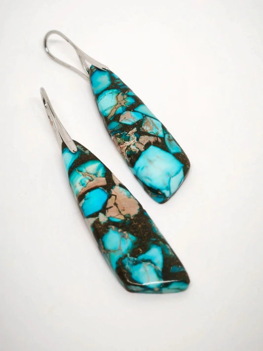 Boucles d'oreilles en variscite turquoise