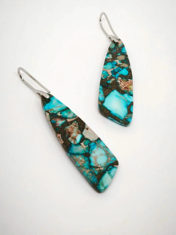 Boucles d'oreilles en variscite turquoise