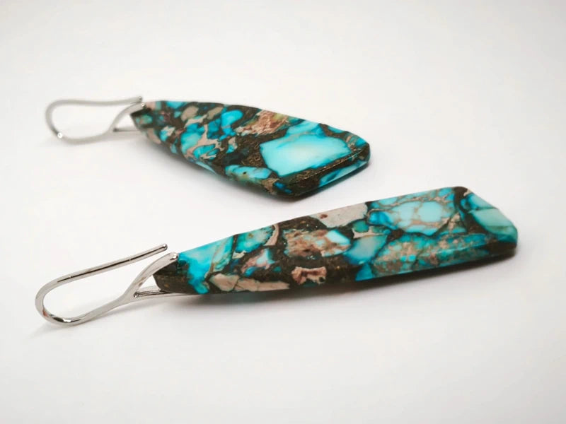 Boucles d'oreilles en variscite turquoise