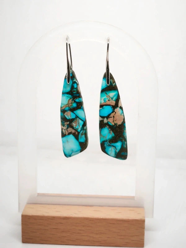 Boucles d'oreilles en variscite turquoise