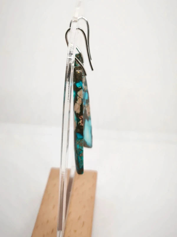 Boucles d'oreilles en variscite turquoise