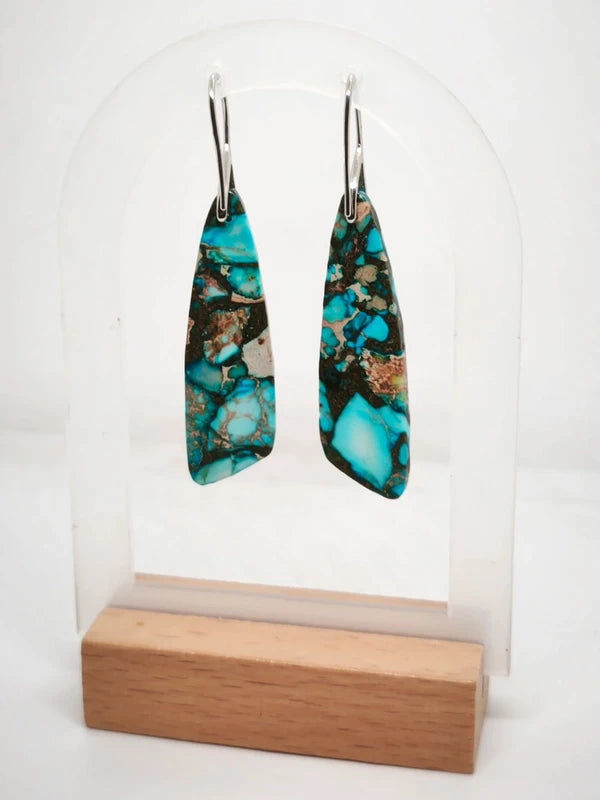 Boucles d'oreilles en variscite turquoise