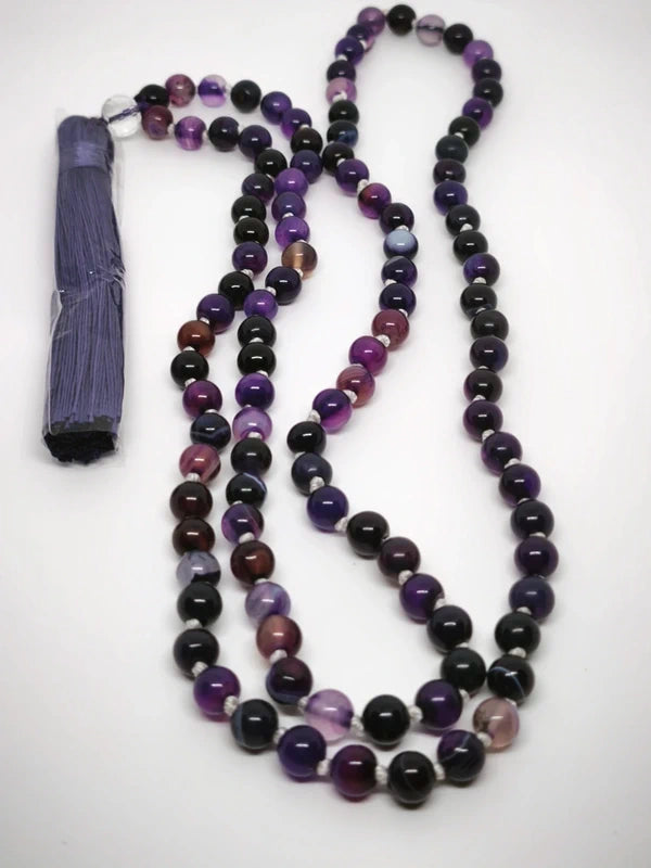Collier Mala en agate violette 6mm