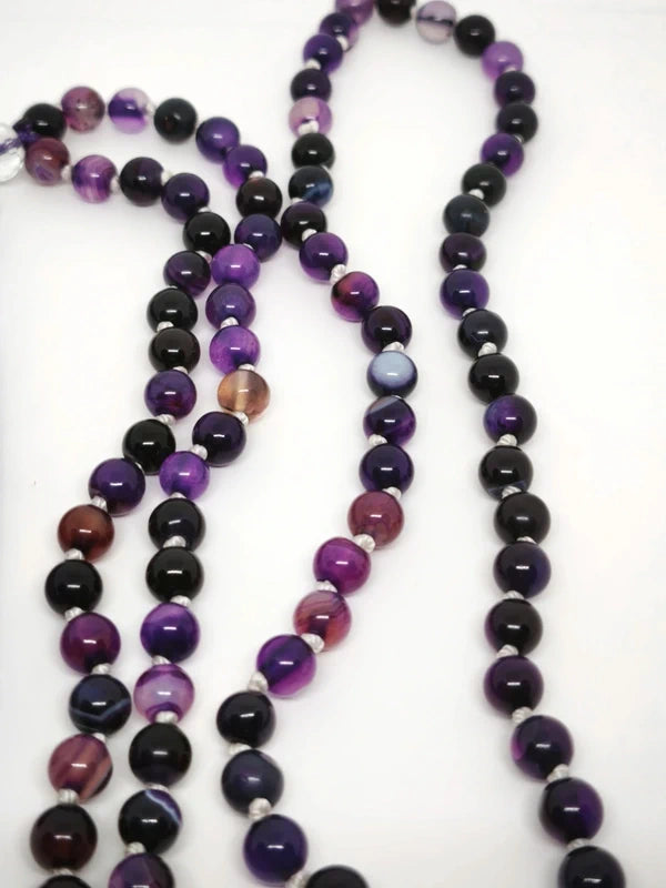 Collier Mala en agate violette 6mm